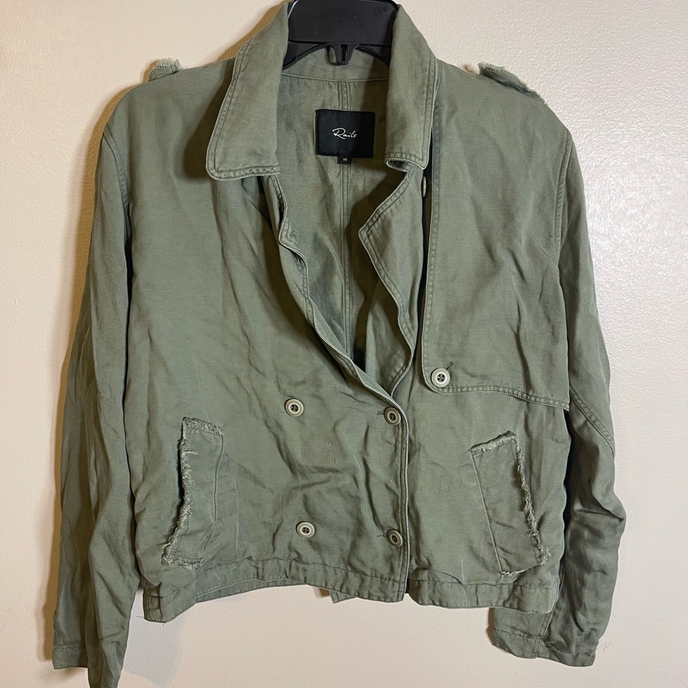 RAILS Barclay Sage Women's Double Breasted Military Utility Jacket Xs - Picture 2 of 5
